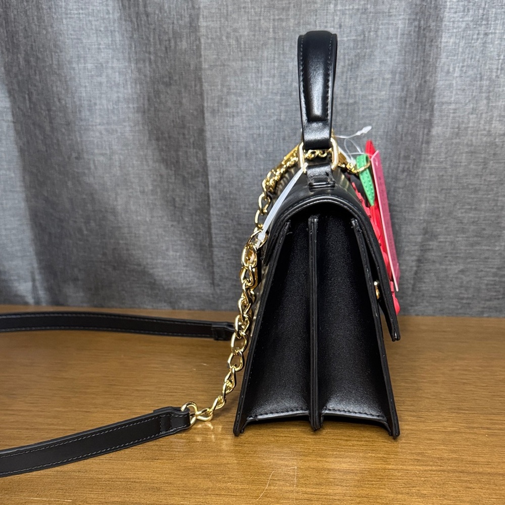 Betsey Johnson Black Crossbody Bag with Red Cherries & Heart Charms - Picture 12 of 17